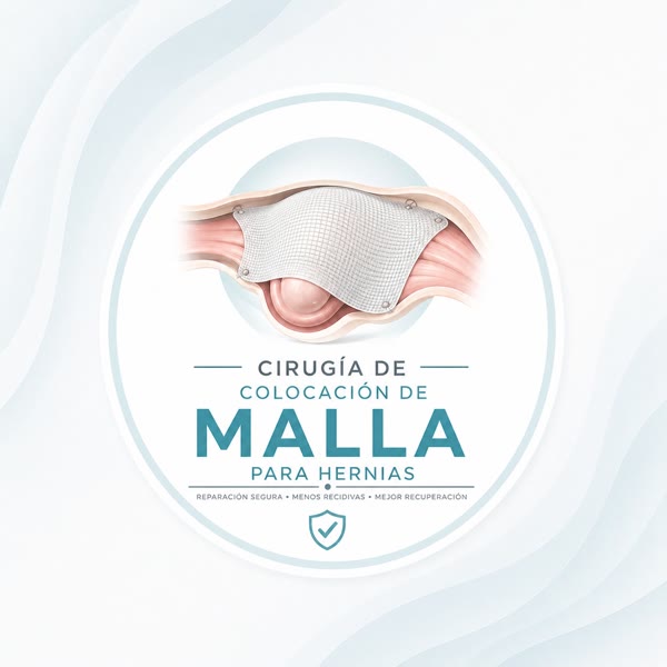 Ilustración de colocación de malla para reparación de hernias