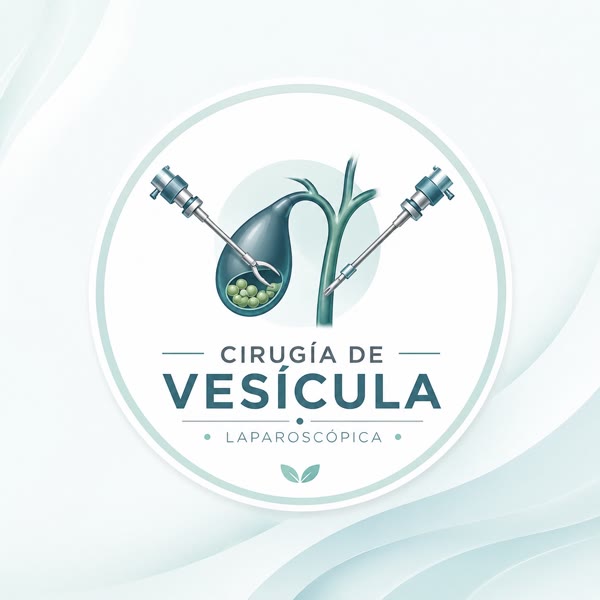 Ilustración de colecistectomía laparoscópica de vesícula biliar